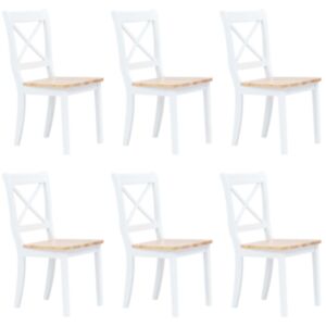 Pood24 söögitoolid 6 tk valge ja hele puit, toekast kautšukipuidust