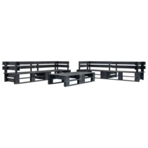 Pood24 6-osaline kaubaalustest aiamööbel, must, puit