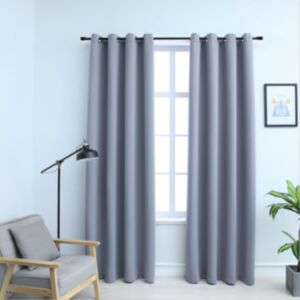 POOD24 плотные шторы с металлическими кольцами 2 шт, серые, 140 x 245 см