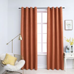 POOD24 плотные шторы с металлическими кольцами 2 шт, ржавчина, 140 x 245 см