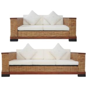 Pood24 2-kohaline diivanikomplekt patjadega, pruun, naturaalsest rotangist