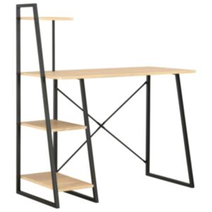 Pood24 laud riiuliga, must ja tammevärvi, 102 x 50 x 117 cm