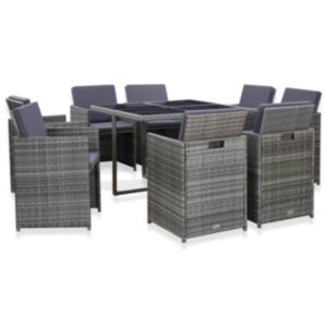 Pood24 9-osaline aiamööblikomplekt patjadega, polürotang, antratsiit