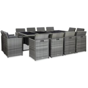 Pood24 13-osaline aiamööblikomplekt patjadega, polürotang, antratsiit