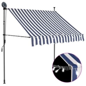 Pood24 käsitsi sissetõmmatav varikatus, LED,100 cm sinine ja valge
