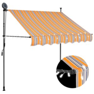 Pood24 käsitsi sissetõmmatav varikatus, LED, 100 cm, kollane ja sinine