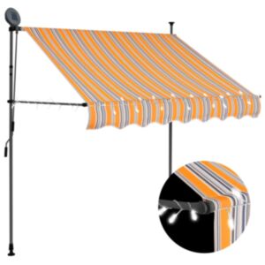 Pood24 käsitsi sissetõmmatav varikatus, LED, 150 cm, kollane ja sinine