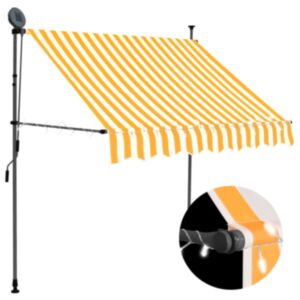 Pood24 käsitsi sissetõmmatav varikatus, LED, 150 cm, valge ja oranž