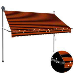 Pood24 käsitsi sissetõmmatav varikatus, LED, 250 cm, oranž ja pruun