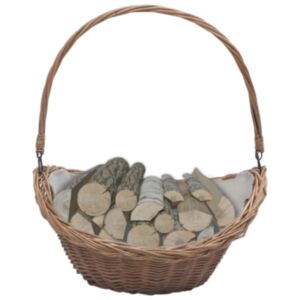 286987 Pood24 Firewood Basket with Handle 57x46,5x52 cm Brown Willow