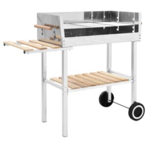 Pood24 XXL käru-söegrill roostevabast terasest 2 riiuliga