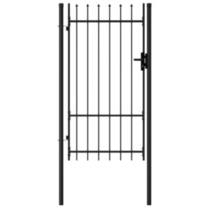 Pood24 ühepoolne aiavärav vaiadega, teras, 1 x 1,75 m, must