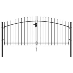 Pood24 kahepoolne aiavärav vaiadega, teras, 3 x 1,25 m, must