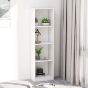 POOD24 4-х этажная книжная полка белая 40x24x142 см ДСП