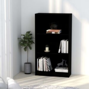 POOD24 3-х этажная книжная полка черная 60x24x108 см ДСП