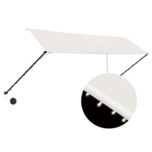 Pood24 kokkupandav varikatus LEDiga, 350 x 150 cm, kreemjasvalge