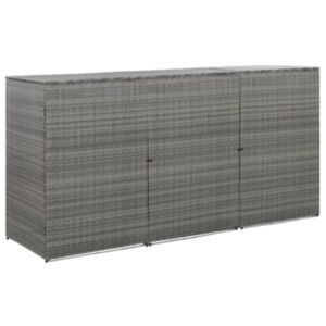 Pood24 kolme ratastega prügikasti kuur, hall, 229x78x120 cm polürotang