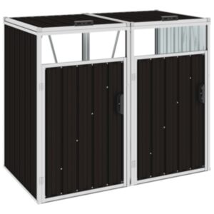 Pood24 kahe prügikasti kuur, pruun, 143 x 81 x 121 cm teras