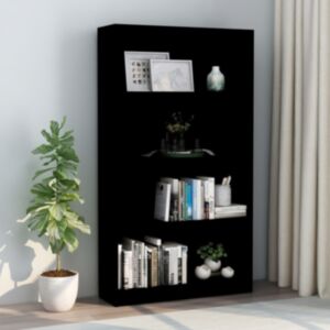 POOD24 4-х этажная книжная полка черная 80x24x142 см ДСП