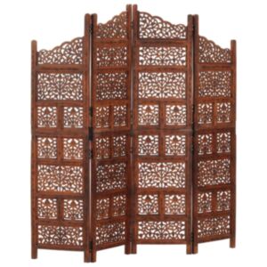 Pood24 4 paneeliga sirm, pruun, 160 x 165 cm, toekas mangopuit