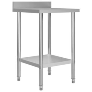 Pood24 köögi töölaud pritsmekaitsmega, 60x60x93 cm, roostevaba teras