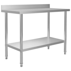 Pood24 köögi töölaud pritsmekaitsmega, 120x60x93 cm, roostevaba teras