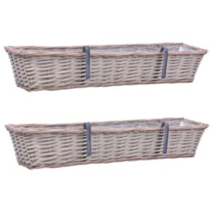 Pood24 taimekast rõdule 2 tk 80x20x15 cm vitstest punutud, PE-voodriga