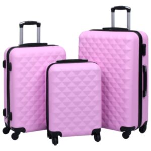 Pood24 kõvakattega kohver 3 tk roosa ABS