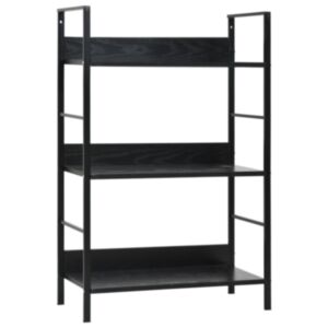 POOD24 3-х этажная книжная полка черная 60x27,6x90,5 см, ДСП
