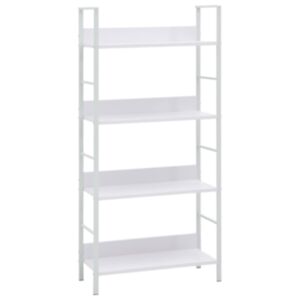 POOD24 Стеллаж книжный с 4 полками белый 60x27,6x124,5 см, ДСП