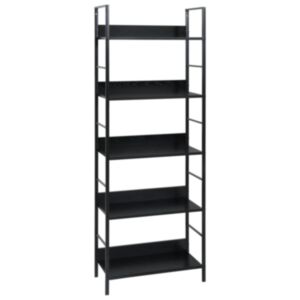 POOD24 5-этажная книжная полка черная 60x27,6x158,5см, ДСП