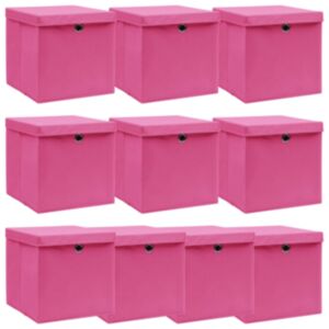Pood24 hoiukastid kaantega 10 tk, roosa, 32 x 32 x 32 cm, kangas