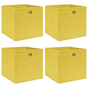 Pood24 hoiukastid 4 tk, kollane, 32 x 32 x 32 cm, kangas