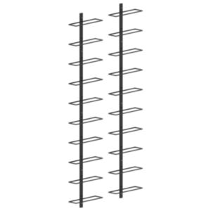 Pood24 seinale kinnitatavad veiniriiulid 20 pudelile, 2 tk, must metall