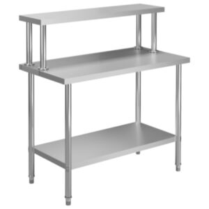 Pood24 köögi töötasapind riiuliga, 120x60x120 cm, roostevaba teras