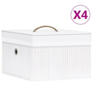 Pood24 bambusest hoiukastid, 4 tk, valge