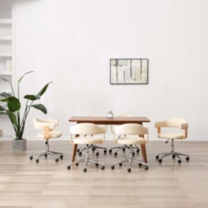 Pood24 pöörlevad söögitoolid, 6 tk, kreemjas, kunstnahk