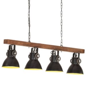Pood24 tööstuslik laelamp, must, E27, mangopuit