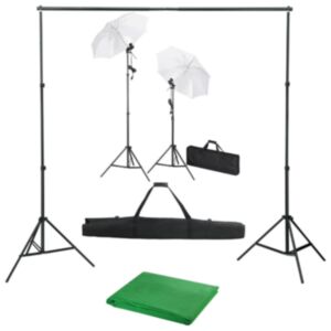 Pood24 fotostuudiokomplekt taustapildi, lampide ja vihmavarjudega