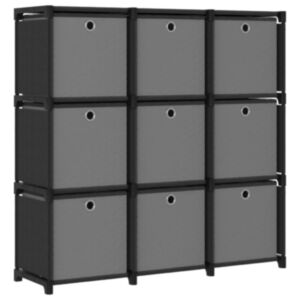 POOD24 Витрина 9 кубов с коробками, черная, ткань 103x30x107,5 см