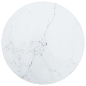 Pood24 lauaplaat, valge Ø40x0,8 cm, karastatud klaas marmordisain