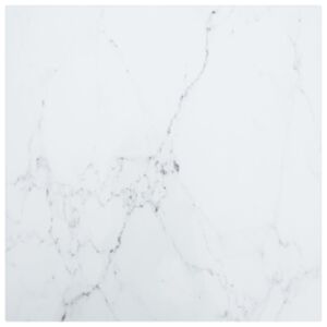 Pood24 lauaplaat, valge 40x40 cm, 6 mm, karastatud klaas marmordisain