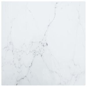 Pood24 lauaplaat, valge 50x50 cm, 6 mm, karastatud klaas marmordisain