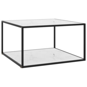 Чайный стол POOD24, черный, белый с мраморным стеклом, 90 x 90 x 50 см