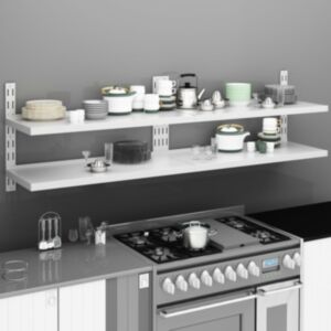 Pood24 2-korruselised seinariiulid 2 tk, roostevaba teras 200 x 30 cm