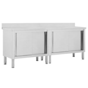 Pood24 töölauad liugustega 2 tk, 200 x 50 x 95 cm, roostevaba teras