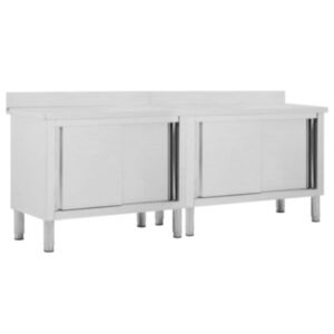 Pood24 töölauad liugustega 2 tk, 240 x 50 x 95 cm, roostevaba teras