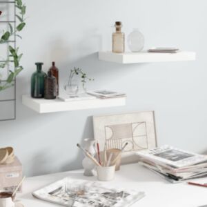 Pood24 seinariiulid, 2 tk, kõrgläikega, valge, 40 x 23 x 3,8 cm MDF