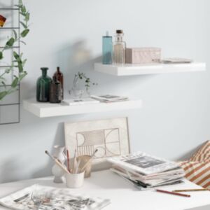 Pood24 seinariiulid, 2 tk, kõrgläikega, valge, 50 x 23 x 3,8 cm MDF