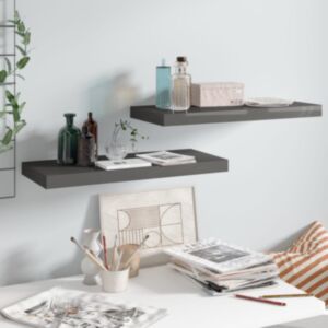 Pood24 seinariiulid, 2 tk, kõrgläikega hall, 60 x 23,5 x 3,8 cm MDF